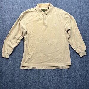 Vintage Timberland Polo Shirt Mens Medium Tan Y2k Sleeve Cotton Logo Fall 2001